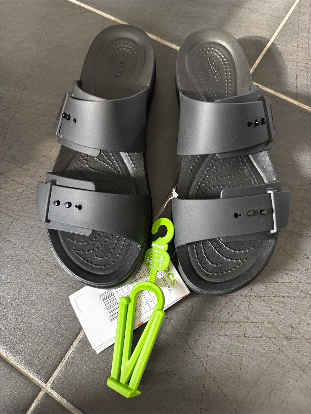 CROCS Black Brooklyn Buckle Low Low Slide Sandals